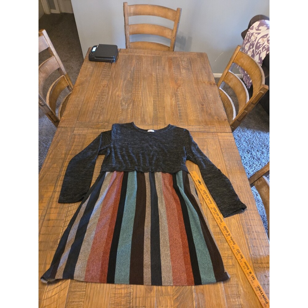 Egs California Mod Stripe Empire Knit Dress With Pockets Hippie Boho XL